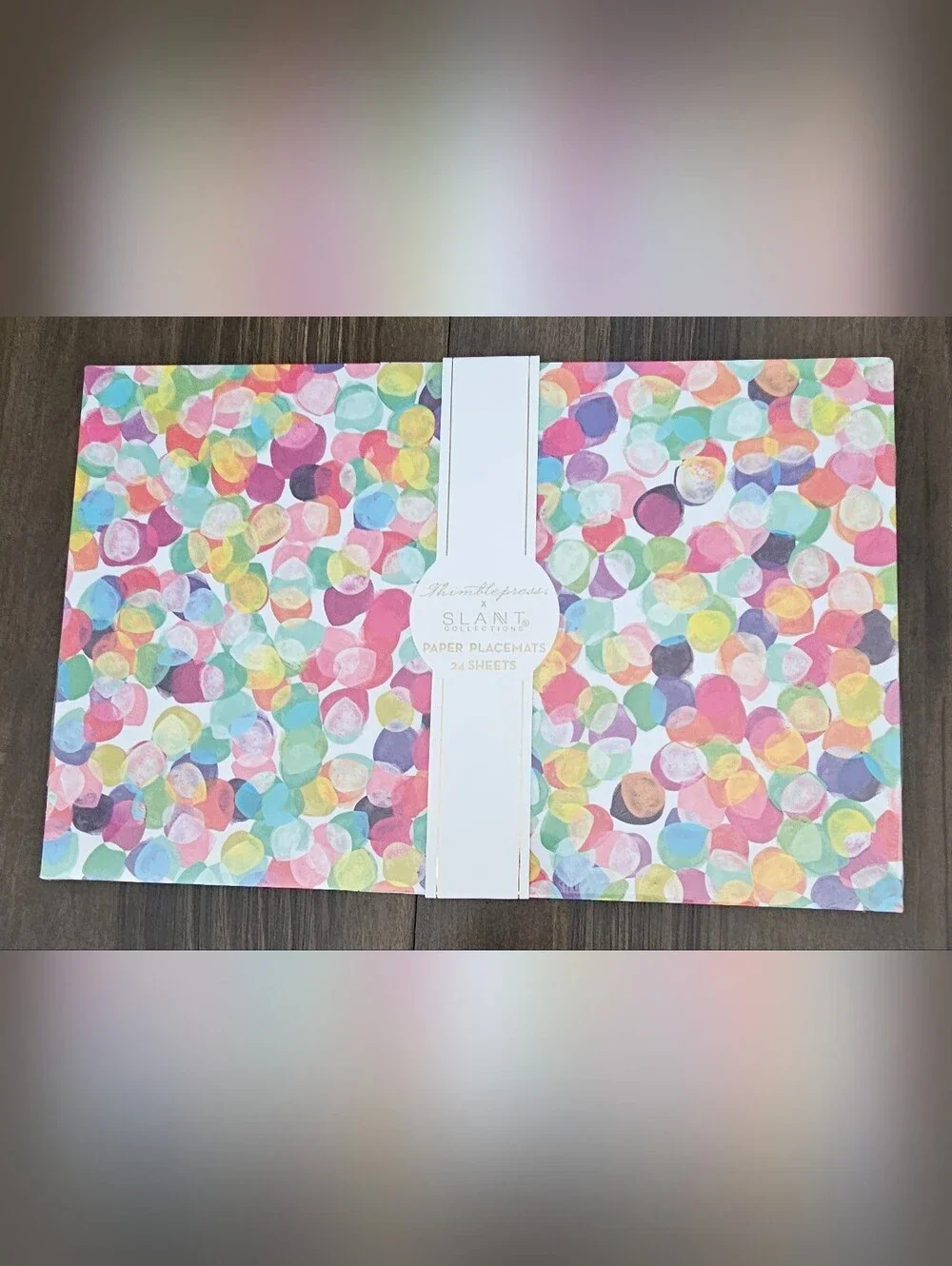 Slant Multicolor Confetti Paper Placemats Set Of 2 NWT